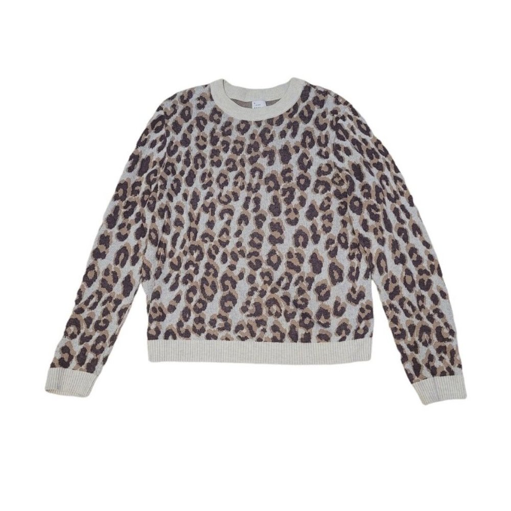 A New Day Size Medium Cheetah Leopard Animal Print Crew Neck Knit Sweater